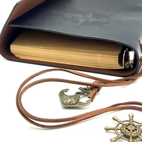 MALEDEN Leather Journal Notebook, Vintage Spiral Notebook Refillable Black - Picture 8 of 11